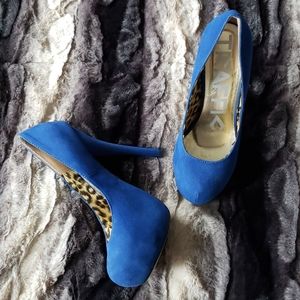 Blue Suede Stiletto Pumps